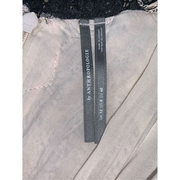 Anthropologie Black & White Lacy V-Neck Mini Dress - Picture 8 of 11